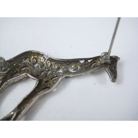 Vintage Jezlaine Sterling Silver 925 Giraffe Brooch Pin Ornate 1980s Filigree - Picture 7 of 9
